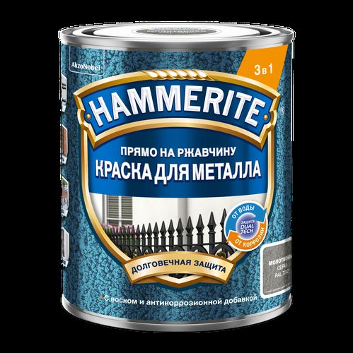 Эмаль по ржавчине Topgrade by Hammerite молотковая RAL7042 серая 0,75 л, детальное фото