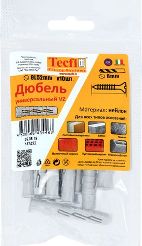 Дюбель универсальный Tecfi VZ нейлон 8x52 мм 10 шт, фотография