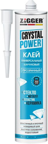 Монтажный клей ZIGGER CRYSTAL POWER каучуковый универсальный прозрачный 280 мл, фото