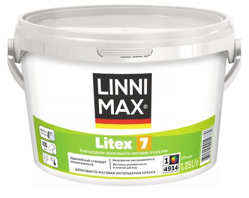 Краска водно-дисперсионная для внутренних работ LINNIMAX Litex 7 База 1 1,25 л, фото