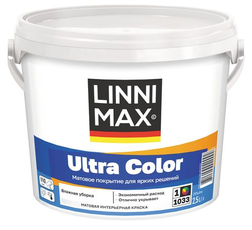 Краска водно-дисперсионная LINNIMAX Ultra Color / Ультра Колор База 1 2,5 л, фото