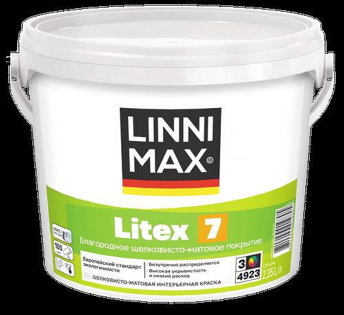 Краска водно-дисперсионная для внутренних работ LINNIMAX Litex 7 / Литекс 7 База 3 2,35 л, фото