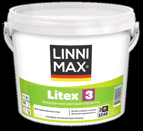 Краска водно-дисперсионная LINNIMAX Litex 3 / Литекс 3 База 3 2,35 л, вид