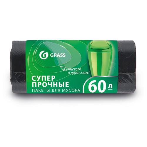 Мешок для мусора ПНД в рулоне 60 л 65x55 8 мкр. Grass черный 30 шт, детальное фото
