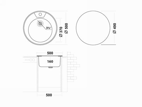 Мойка врезная UKINOX GM D50 (0,6) G 500х500х160 мм, картинка