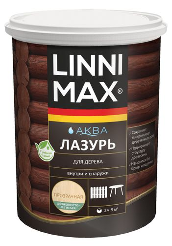 Лазурь водно-дисперсионная LINNIMAX Аква Лазурь для дерева 0,9 л, крупный план