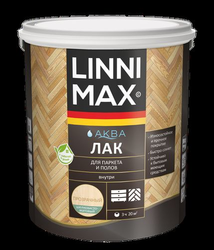 Лак водно-дисперсионный LINNIMAX Аква Лак для паркета и полов матовый 2,5 л, фотография