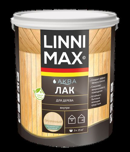 Лак водно-дисперсионный LINNIMAX Аква Лак для дерева матовый 2,5 л, изображение