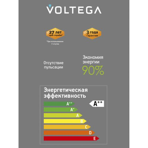 Лампочка Voltega 8559 164x125x125 световой поток 220 Лм цветовая температура 1800 К., изображение