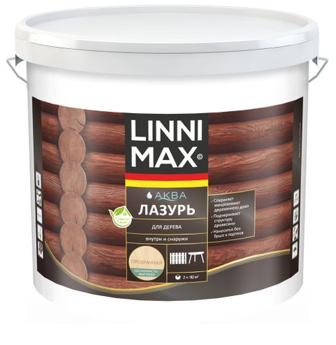 Лазурь водно-дисперсионная LINNIMAX Аква Лазурь для дерева 9 л, вид