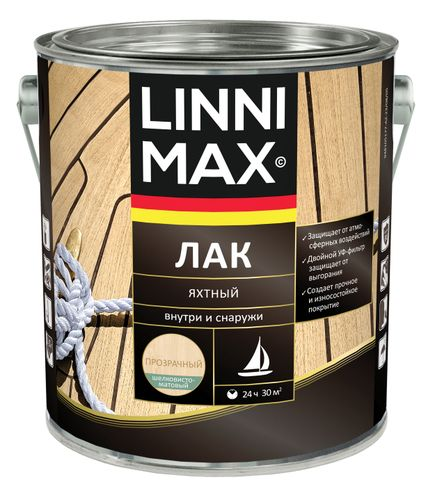 Лак алкидно-уретановый LINNIMAX Лак Яхтный шелковисто-матовый 2,5 л, картинка