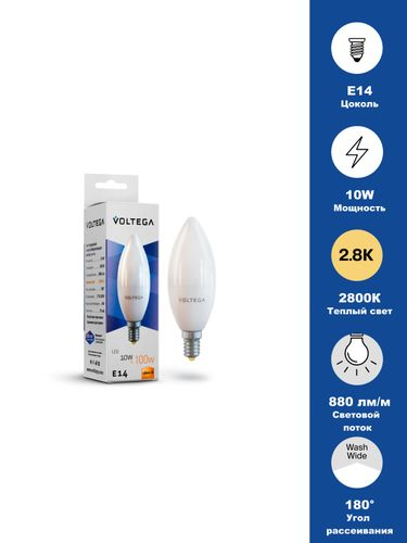 Светодиодная лампа Simple Candle 10W 2800K E14 (7064), картинка