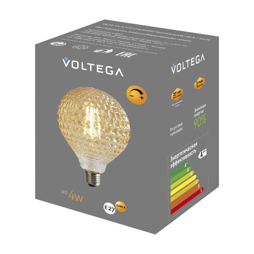Лампочка Voltega 8576 175x125x125 световой поток 440 Лм цветовая температура 2200 К., фото