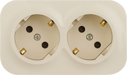 Розеточный блок 2 поста Legrand Quteo 782267 слоновая кость, фотография