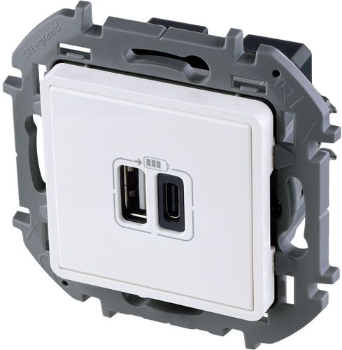 Розетка USB Type-A+C 1 пост Legrand Inspiria белый, детальное фото