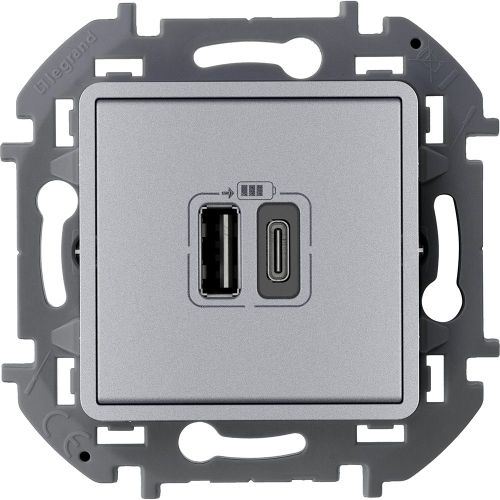Розетка USB Type-A+C 1 пост Legrand Inspiria алюминий, картинка