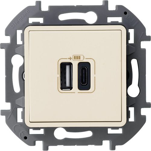 Розетка USB Type-A+C 1 пост Legrand Inspiria слоновая кость, фотография