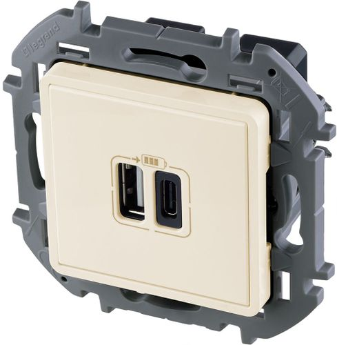 Розетка USB Type-A+C 1 пост Legrand Inspiria слоновая кость, фотография