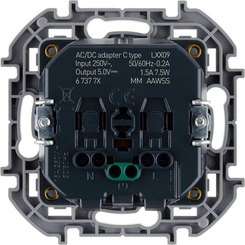 Розетка электрическая,USB Type-C 1 пост Legrand Inspiria антрацит, картинка