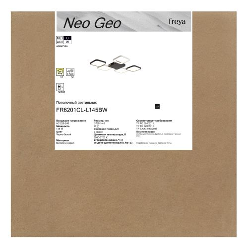 Светильник потолочный Freya Neo Geo LEDх145Вт Черно-белый, детальное фото
