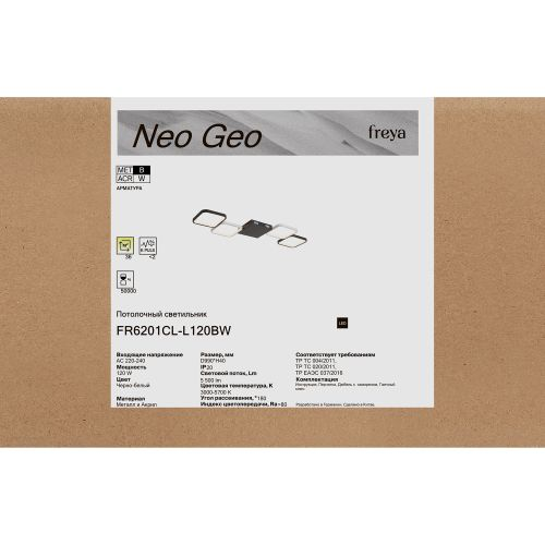 Светильник потолочный Freya Neo Geo LEDх120Вт Черно-белый, детальное фото