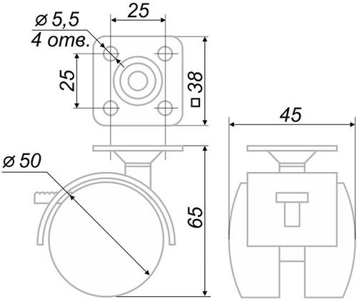Опора колесная JET FU310B.050BL99 40 мм с тормозом, изображение