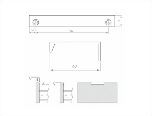 Ручка-профиль JET CA1 L124 мм М,Ц. 96 мм черный, фото