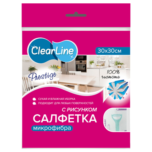 Салфетка универсальная CLEAR LINE PRESTIGE микрофибра 30х30 см, вид