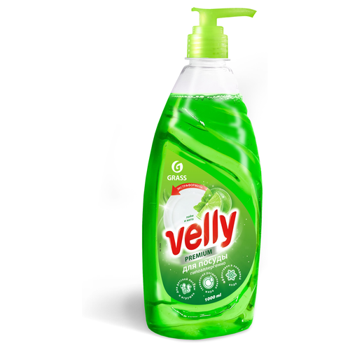 Средство для мытья посуды GRASS Velly Premium лайм и мята 1 л, вид