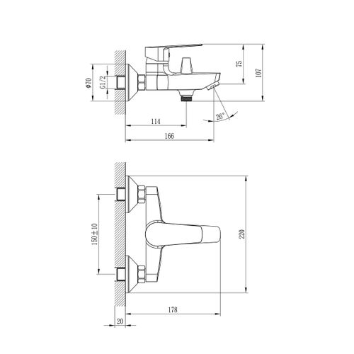 Смеситель Rossinka S35-31 для ванны, крупный план