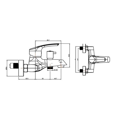 Cмеситель для ванны без аксессуаров PAINI Atomix D1CR111ZKM, хром, картинка