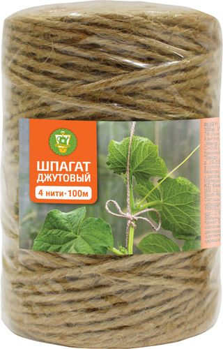 Шпагат для подвязки растений натуральный джутовый 100 м, фото