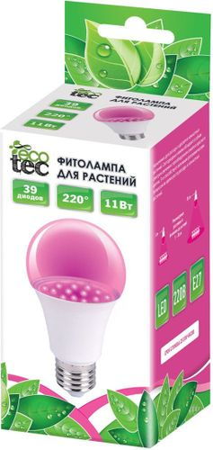 ECOTEC Фитолампа для растений, 220°, А60, 11 Вт, вид