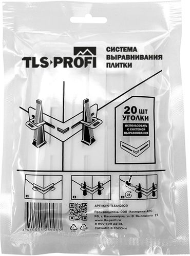 Система выравнивания плитки Уголок TLS-Profi 20 шт 2 мм, изображение