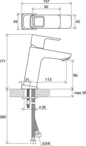Смеситель для умывальника RAVAK 10 TD 014.00 170 mm, вид
