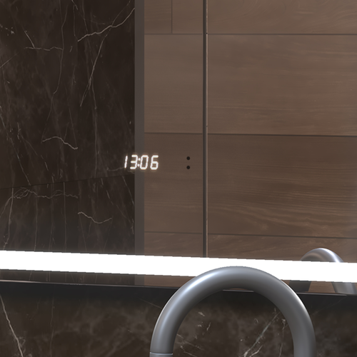 Зеркало для ванной комнаты  с LED подсветкой Штерн Luxe 100 с часами и подогревом, картинка