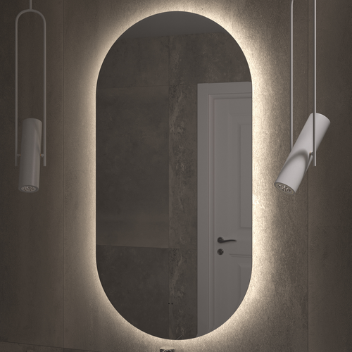 Зеркало для ванной комнаты  с LED подсветкой Альва Comfort 50 х 100 с подогревом, вид