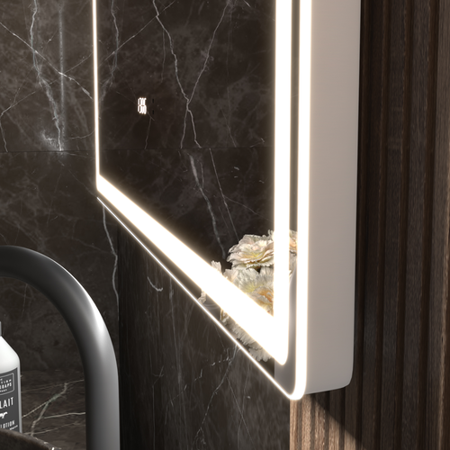 Зеркало для ванной комнаты  с LED подсветкой Штерн Luxe 80 с часами и подогревом, картинка