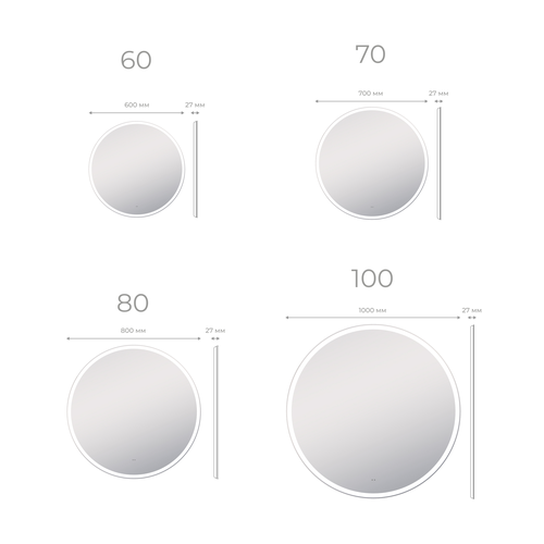 Зеркало для ванной комнаты  с LED подсветкой Фрея Comfort 60 с подогревом, картинка
