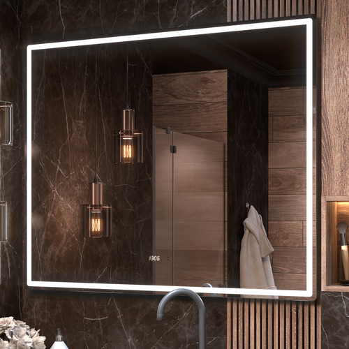 Зеркало для ванной комнаты  с LED подсветкой Штерн Luxe 120 с часами и подогревом, фото