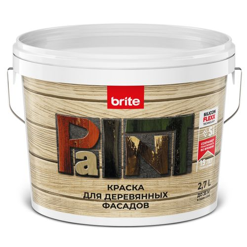 Краска BRITE FLEXX для деревянных фасадов белая база А, ведро 2,7 л, картинка