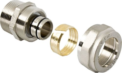 Соединитель латунь никелированный VALTEC 3/4" х 26 мм, картинка