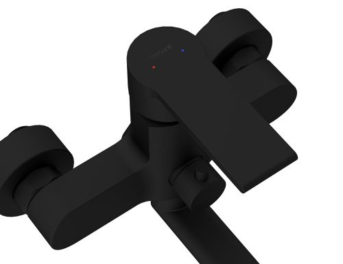 Смеситель для ванны BRASKO BLACK с длинным изливом однорычажный черный, детальное фото