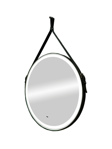 Зеркало "Seamus Black Led" D 650 на ремне из натуральной кожи черного цвета, картинка