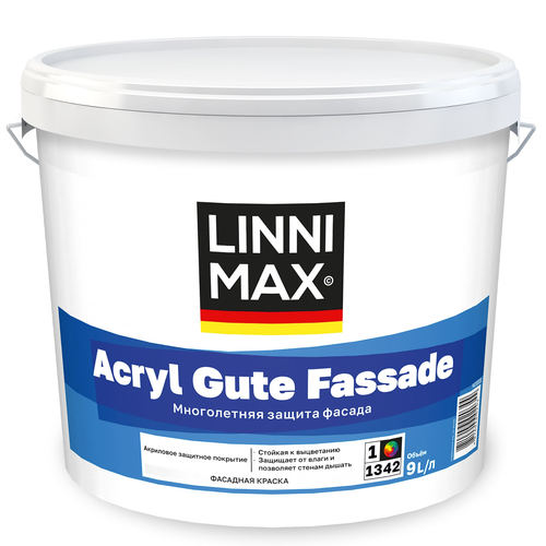 Краска в/д фасадная LINNIMAX Acryl Gute Fassade / Акрил Гуте Фассаде База 1, 9 л, фото