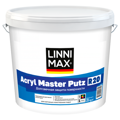 Штукатурка готовая декоративная "Короед" LINNIMAX Acryl Master Putz / Акрил Мастер Путц R20 База 1 25 кг, картинка