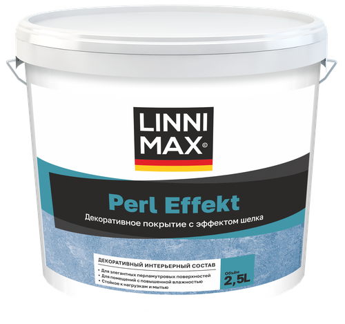 Декоративное интерьерное покрытие с эффектом шелка LINNIMAX Perl Effect / Перл Эффект 2,5 л, вид