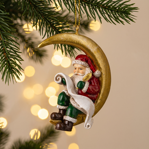 Украшение ErichKrause Decor классика, Дед Мороз на месяце, 6х3х9см, вид