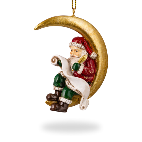 Украшение ErichKrause Decor классика, Дед Мороз на месяце, 6х3х9см, картинка