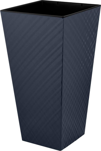Горшок Ingreen Manhattan Cube 300×300×564 мм 34 л с дренажной вставкой вулканический серый, детальное фото
